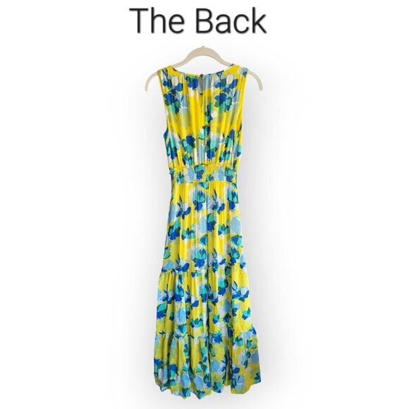 XS Draper James Clip-Dot Tiered Maxi Dress in Yellow/Blue - Picture 4 of 10